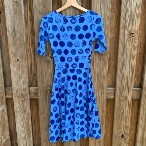Lularoe Nicole Dotted Blue Midi Dress XXS - Picture 3 of 7